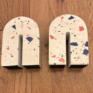 Terrazzo Bookends with Multicolor Accents
